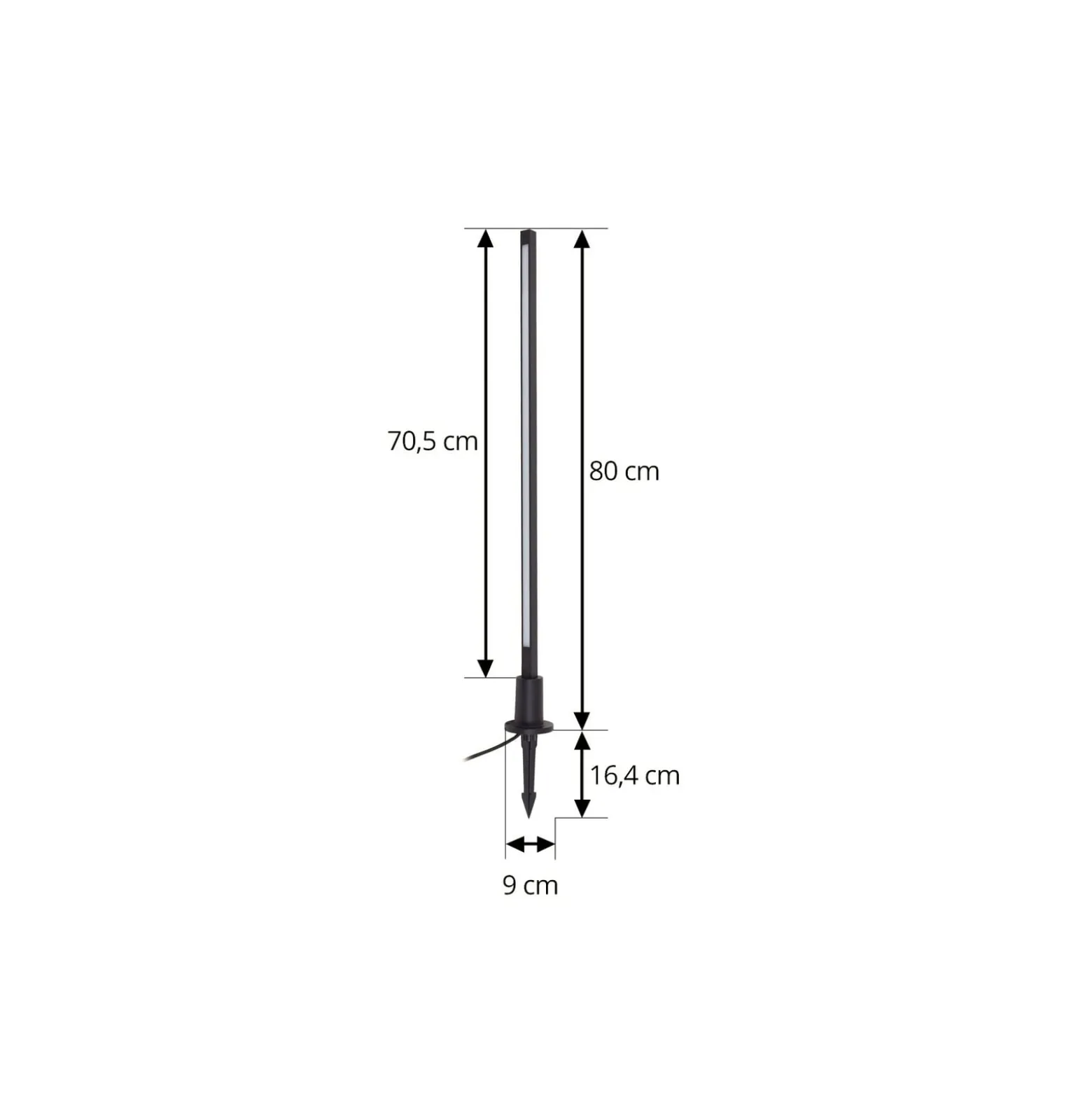 Lindby LED-pylväsvalaisin Neano, 80 cm, musta, metalli, IP65