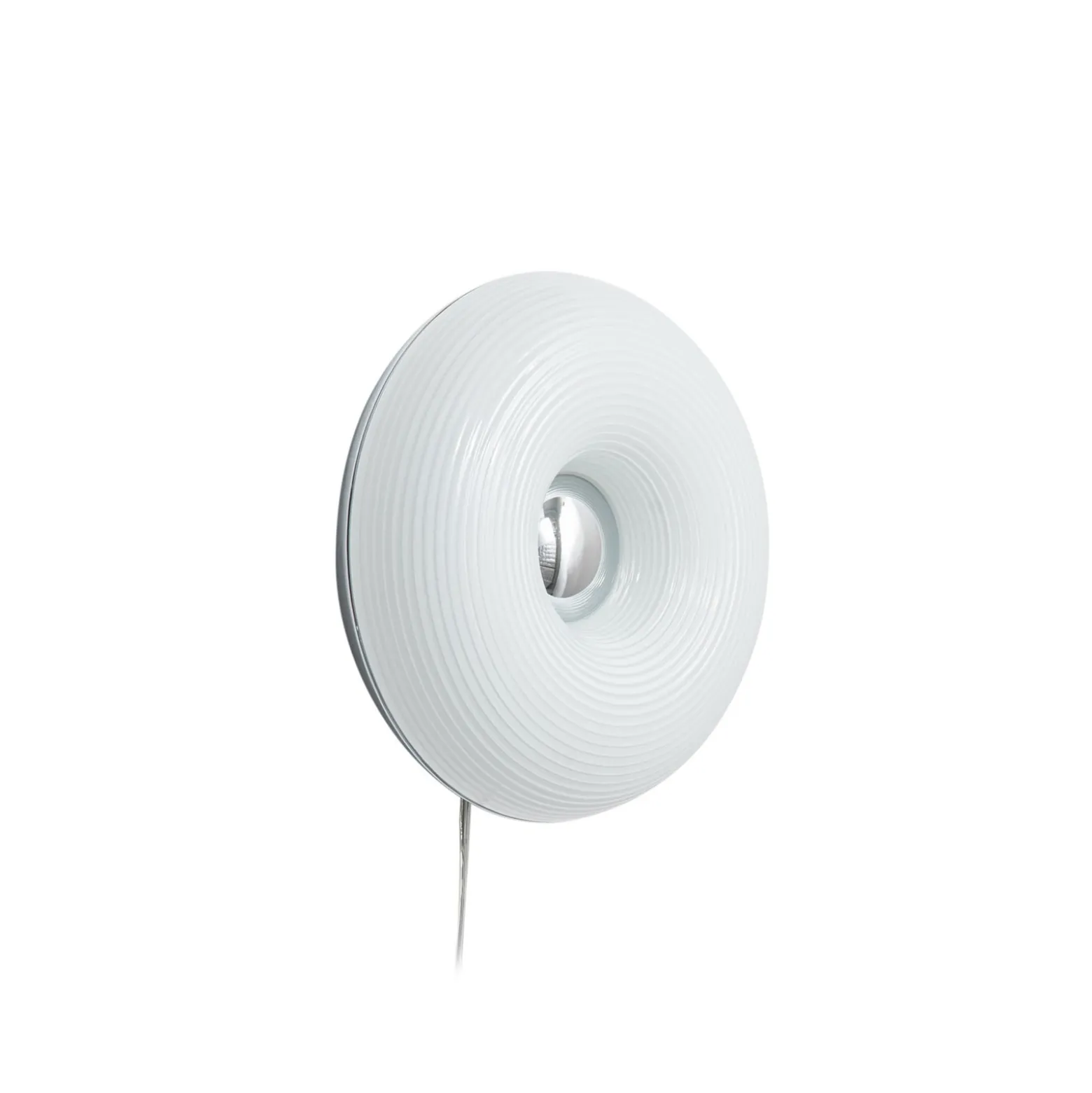 Lindby LED-pöytä-/seinälamppu Fjora, valkoinen/kromi, Ø 30 cm, himmennettävä.