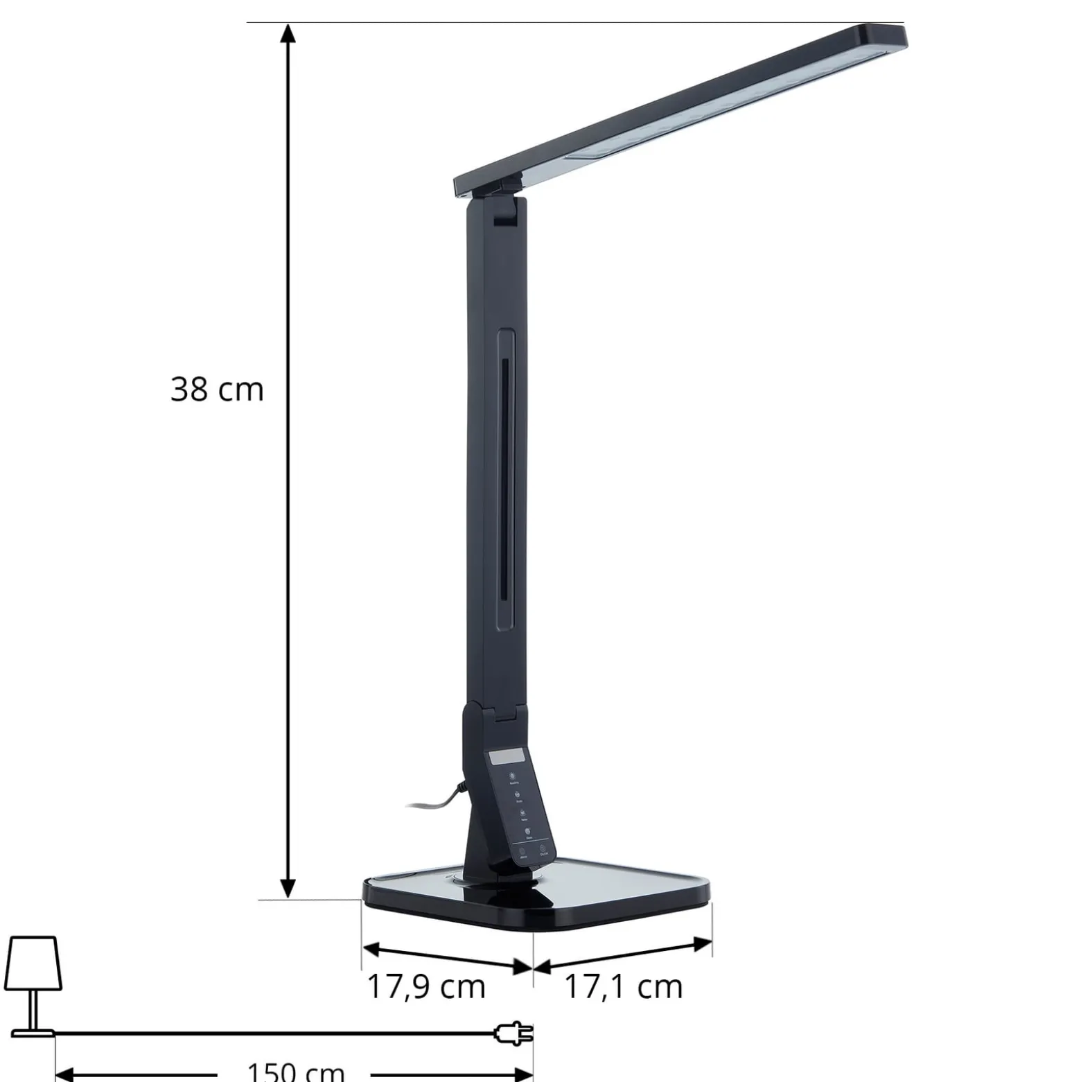 Lindby LED-pöytävalaisin Eleni, musta, CCT, himmennettävä