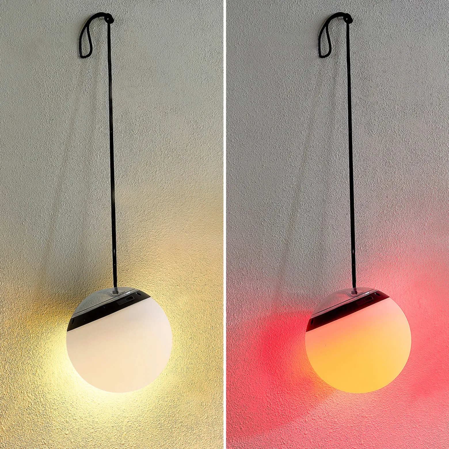 Lindby LED-riippuvalaisin Eleia, RGBW, 20 cm, ladattava akku