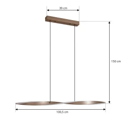 Lindby LED-riippuvalaisin Jaren, musta/ruskea, 100 cm, CCT