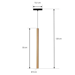 Lindby LED-riippuvalaisin Lumaro, kultainen, Ø 3cm,alumiini,48V,himmennettävä