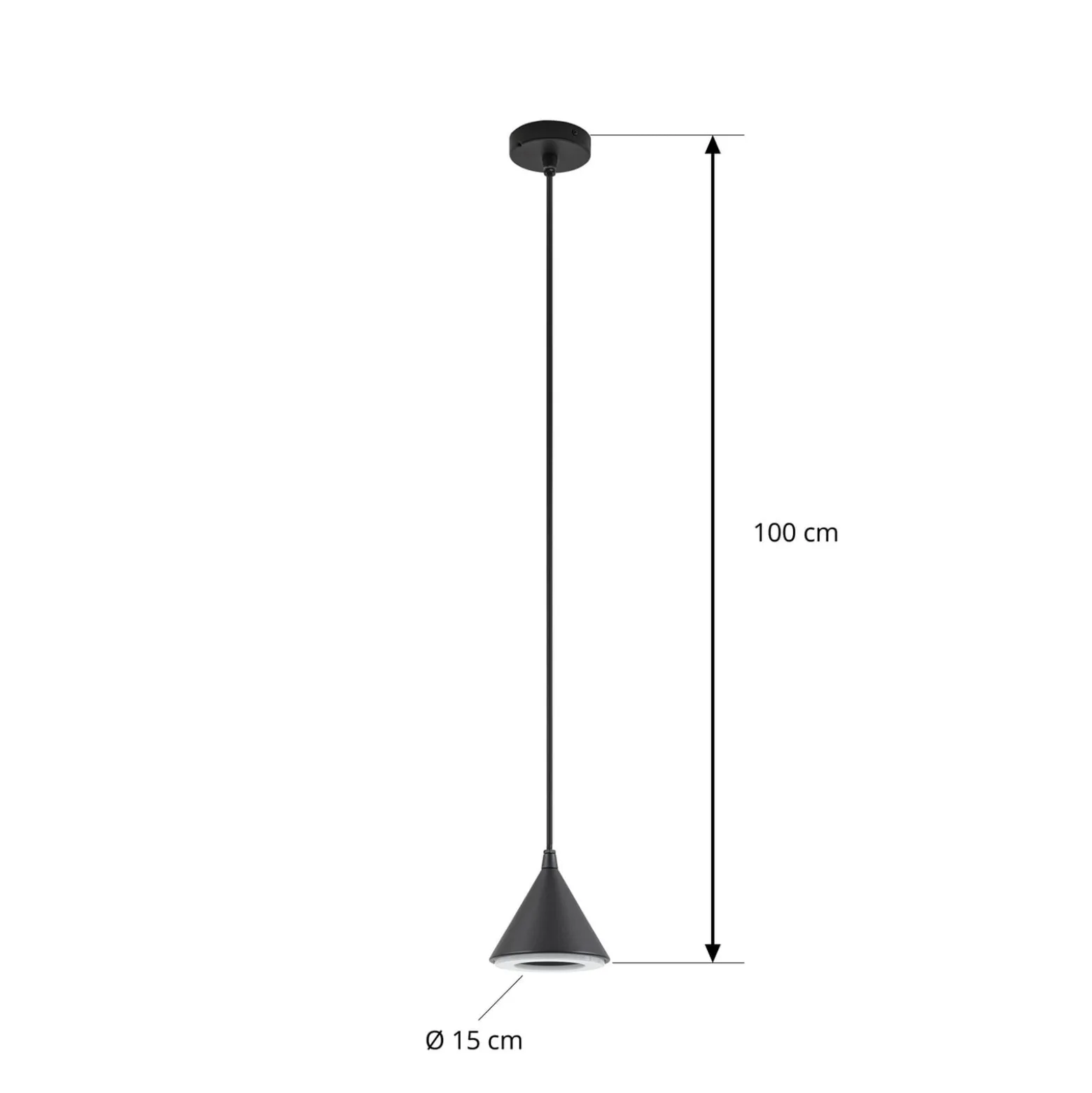 Lindby LED-riippuvalaisin Soran, halkaisija 15 cm, musta, IP44