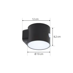 Lindby LED-seinävalaisin Amren, musta, ABS, anturi