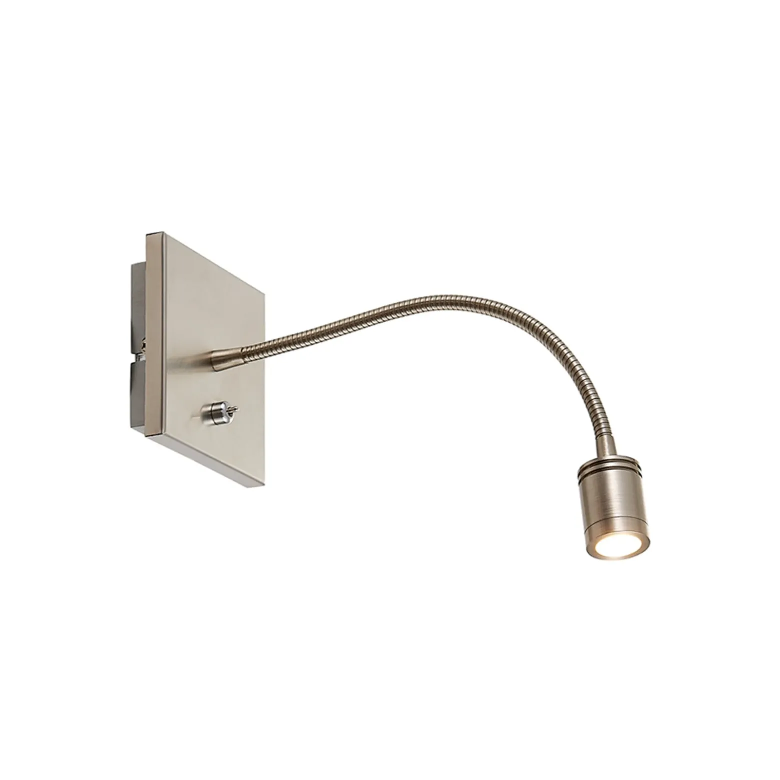 Lindby LED-seinävalaisin Legera, 11 cm, nikkelin värinen, joustava varsi