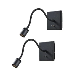 Lindby LED-seinävalaisin Mayar, 2kpl, musta, lukulamppu, 11 cm