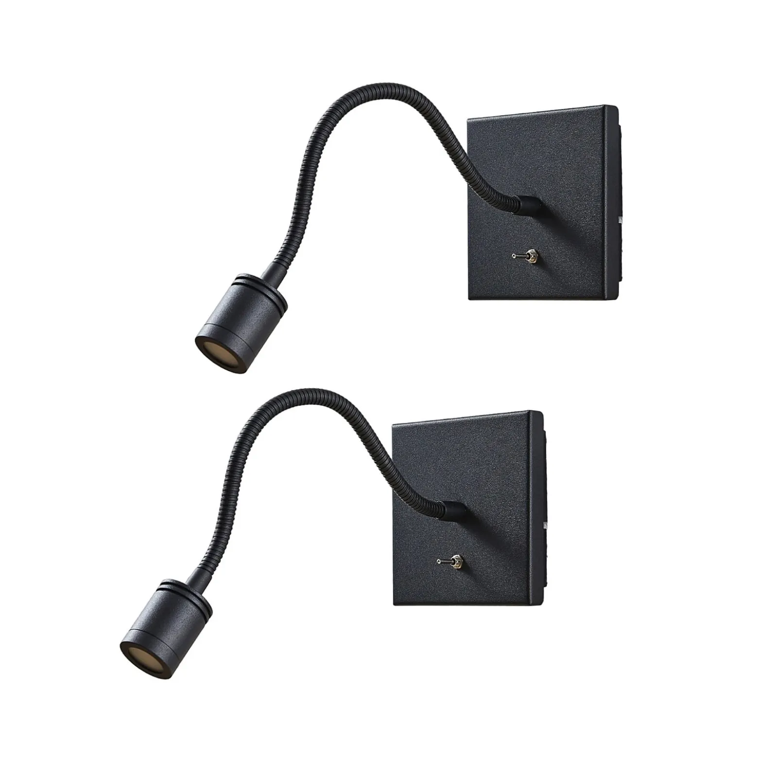 Lindby LED-seinävalaisin Mayar, 2kpl, musta, lukulamppu, 11 cm