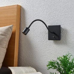 Lindby LED-seinävalaisin Mayar, 2kpl, musta, lukulamppu, 11 cm