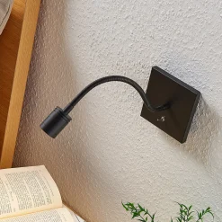Lindby LED-seinävalaisin Mayar, 2kpl, musta, lukulamppu, 11 cm