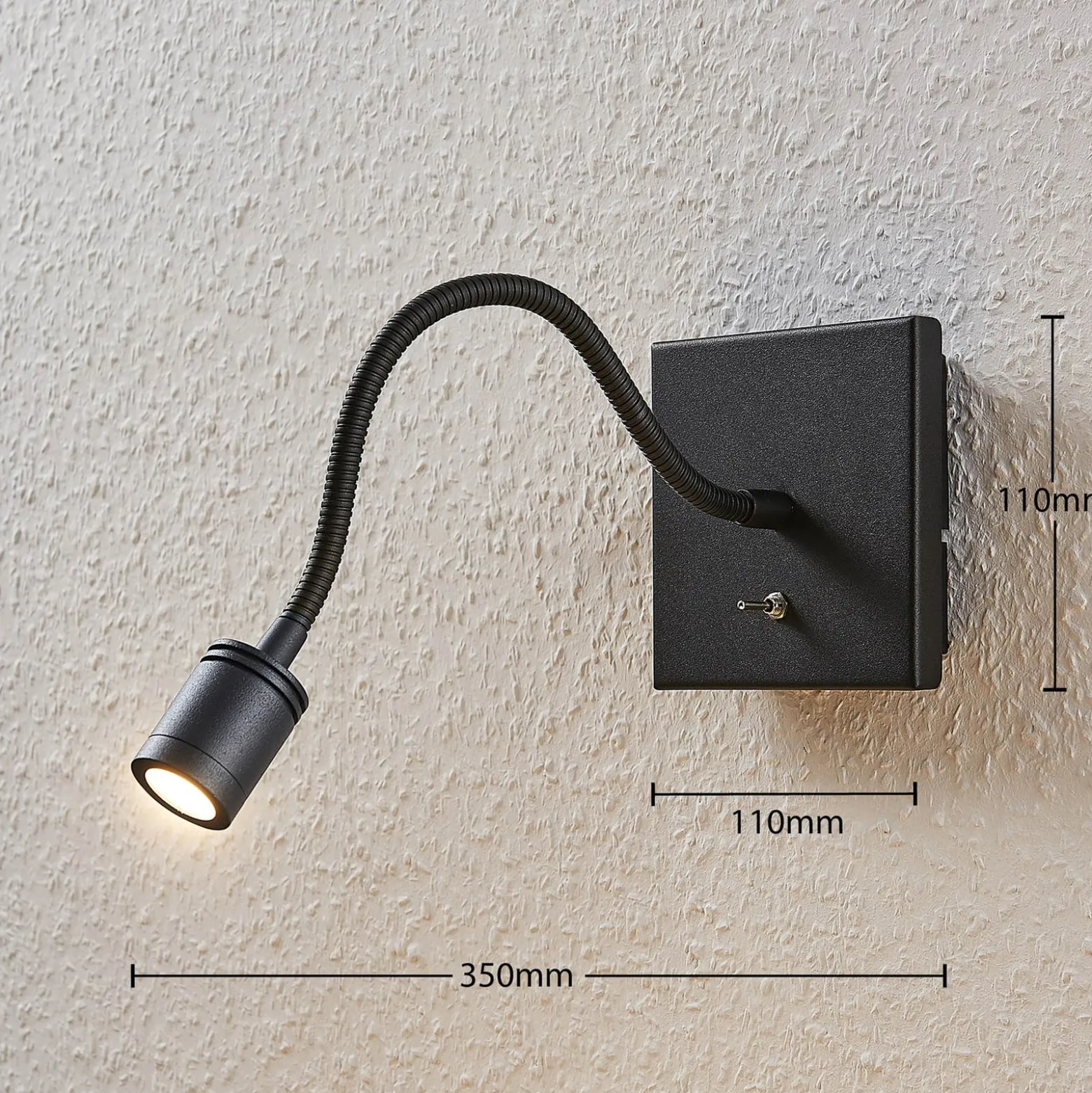 Lindby LED-seinävalaisin Mayar, 2kpl, musta, lukulamppu, 11 cm