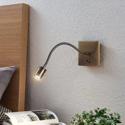 Lindby LED-seinävalaisin Mayar, messinki, metalli, lukulamppu, 11cm