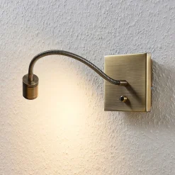 Lindby LED-seinävalaisin Mayar, messinki, metalli, lukulamppu, 11cm