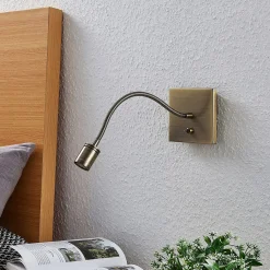 Lindby LED-seinävalaisin Mayar, messinki, metalli, lukulamppu, 11cm