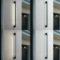 Lindby LED-seinävalaisin Neano, 120 cm, musta, metalli, IP54