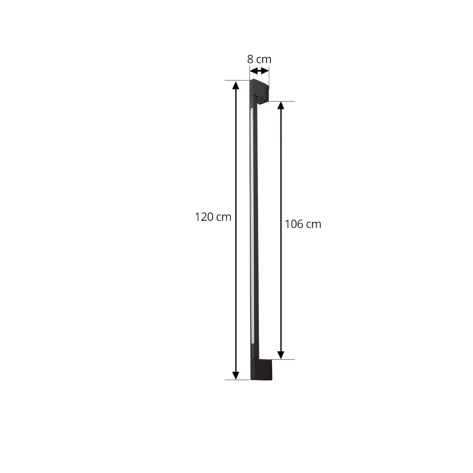 Lindby LED-seinävalaisin Neano, 120 cm, musta, metalli, IP54