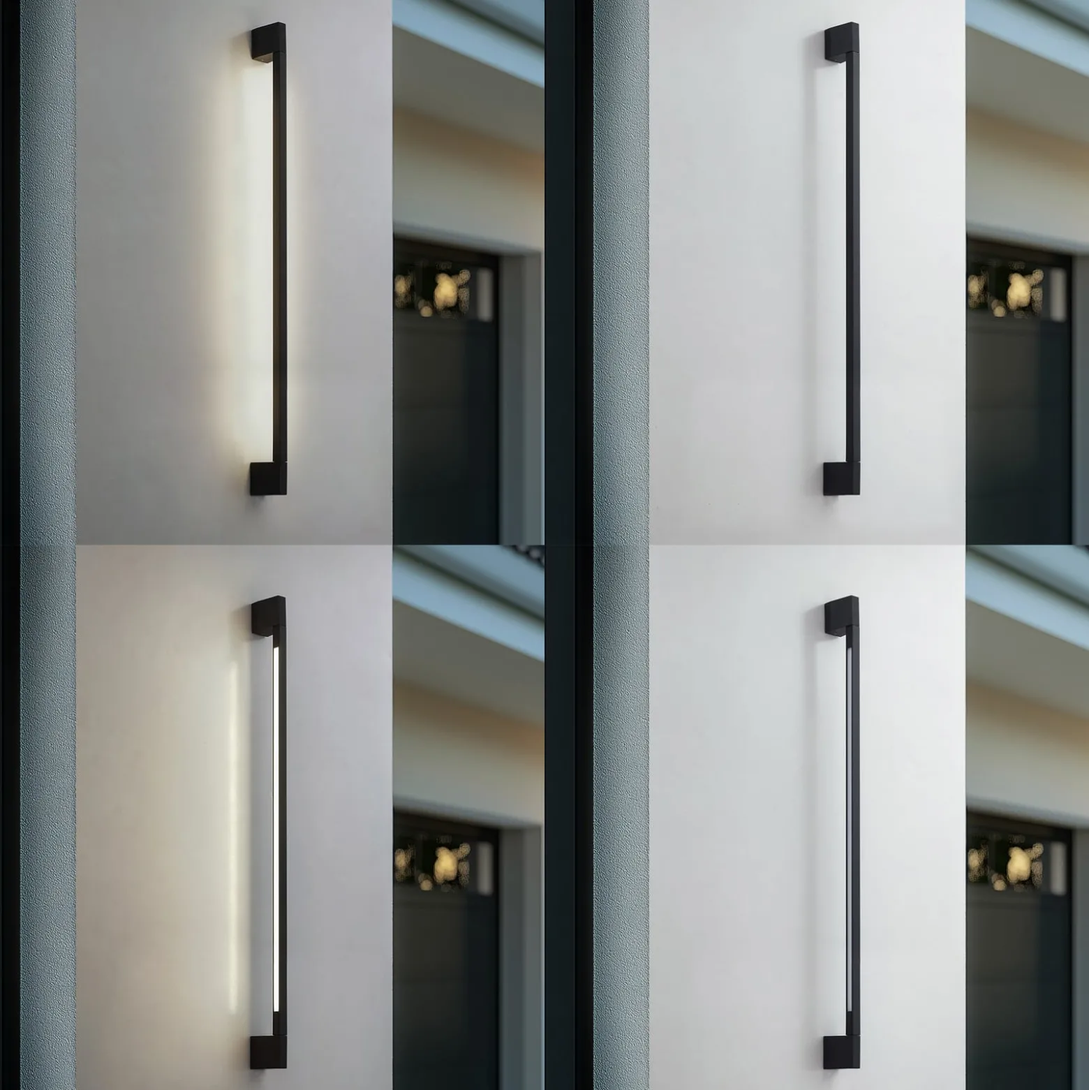 Lindby LED-seinävalaisin Neano, 120 cm, musta, metalli, IP54