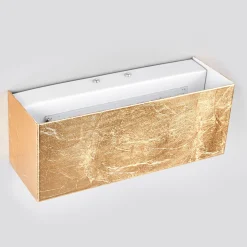 Lindby LED-seinävalaisin Quentin, 23cm leveä, kullanvärinen, metallia