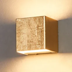 Lindby LED-seinävalaisin Quentin, 9 cm leveä, kullanvärinen, metallia