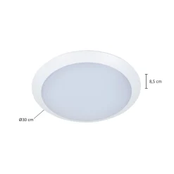 Lindby LED-ulkokattolamppu Naira, valkoinen, anturi, 30 cm, IP65