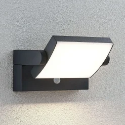 Lindby LED-ulkoseinälamppu Sherin, antrasiitti, anturi, IP54