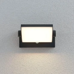 Lindby LED-ulkoseinälamppu Sherin, antrasiitti, anturi, IP54