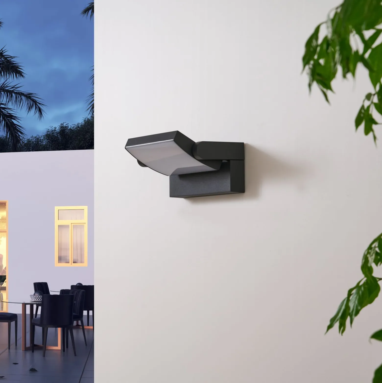 Lindby LED-ulkoseinälamppu Sherin, antrasiitti, kääntyvä