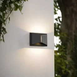 Lindby LED-ulkoseinävalaisin Anlira, musta, Up & down, IP65