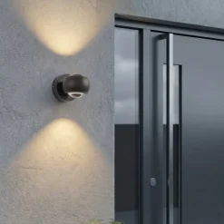 Lindby LED-ulkoseinävalaisin Focra, musta, 2-lamppuinen, CCT, IP54