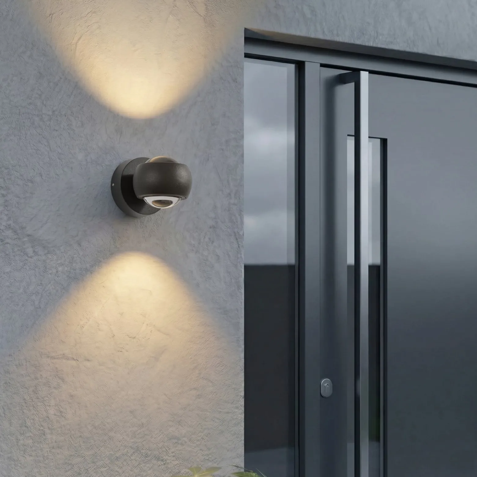 Lindby LED-ulkoseinävalaisin Focra, musta, 2-lamppuinen, CCT, IP54