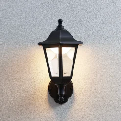 Lindby LED-ulkoseinävalaisin Iavo, sensori, musta, lyhty