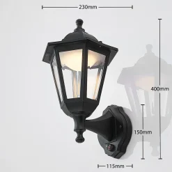 Lindby LED-ulkoseinävalaisin Iavo, sensori, musta, lyhty