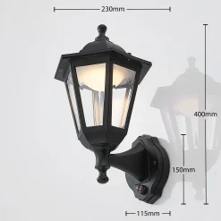 Lindby LED-ulkoseinävalaisin Iavo, sensori, musta, lyhty