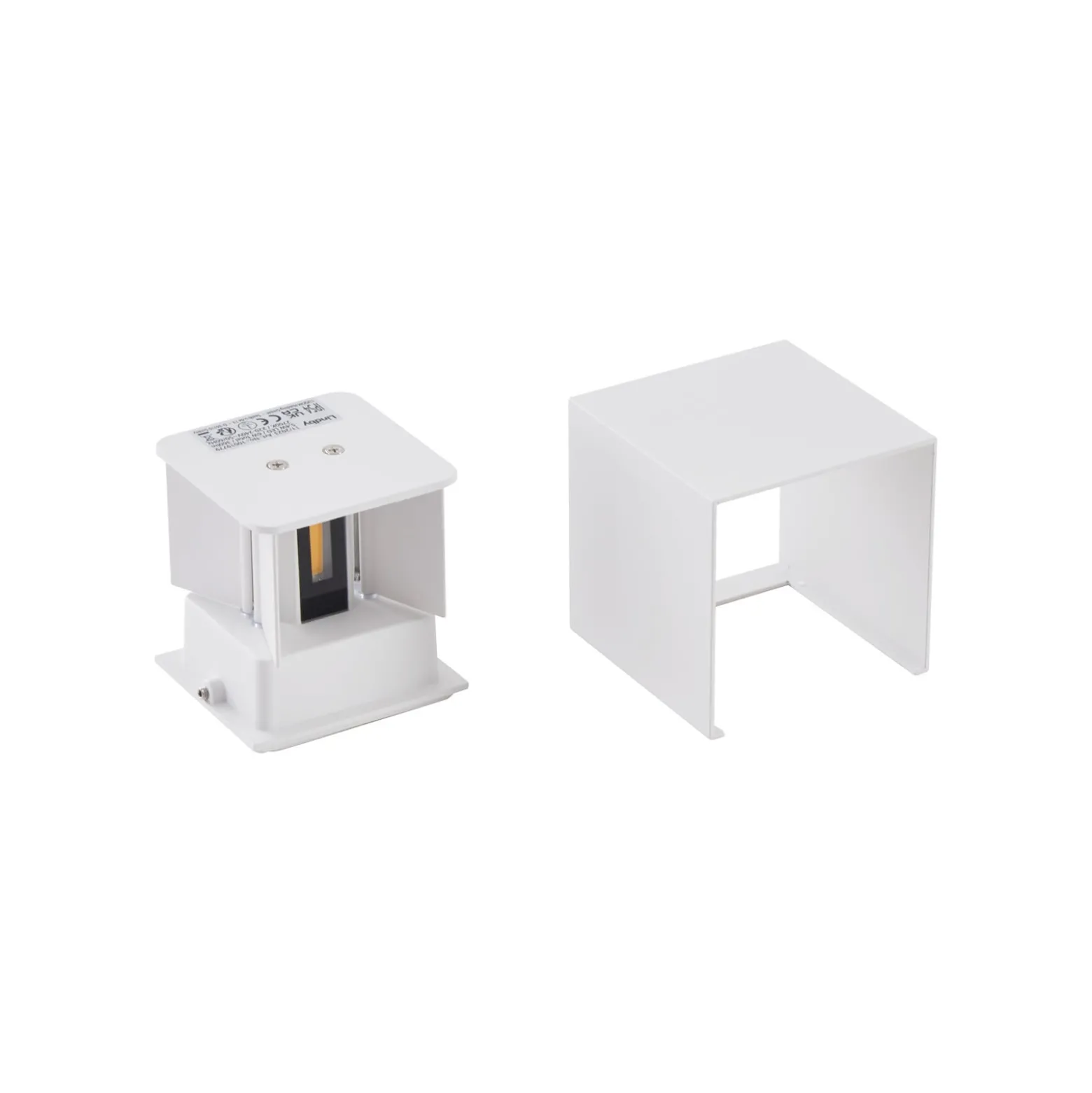Lindby LED-ulkoseinävalaisin Nivar, kulmikas, valkoinen, 10 cm, IP54