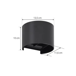 Lindby LED-ulkoseinävalaisin Nivar, pyöreä, musta, IP54