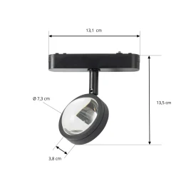 Lindby LED-valonheitin 48 V Lumaro, musta, Ø 7,3 cm, alumiini, himmennettävä