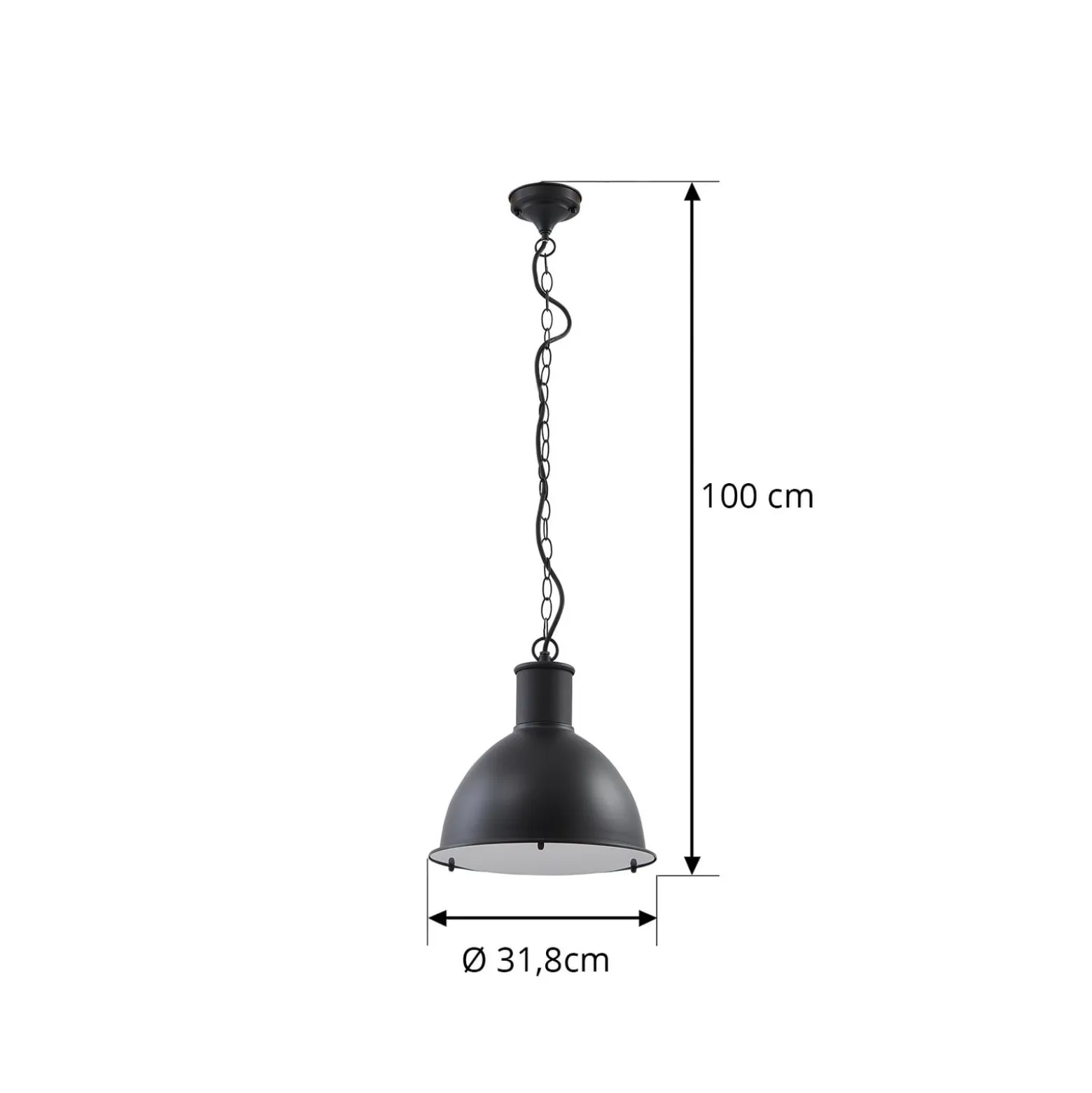 Lindby Luciane -ulkoriippuvalaisin, musta, alumiini, Ø 31,8 cm