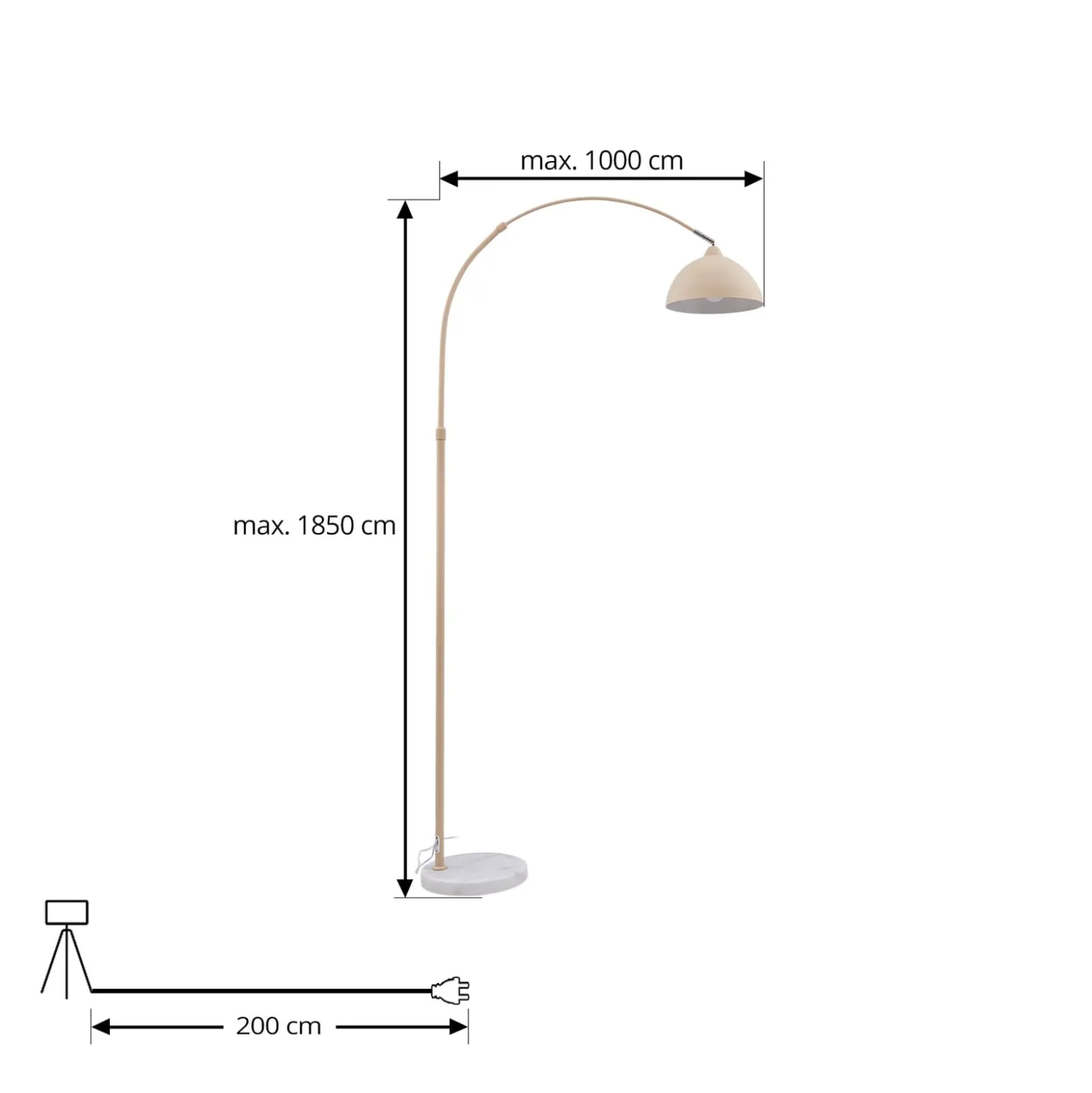 Lindby maavalaisin Tonka, beige, metalli/marmori, 185 cm, E27