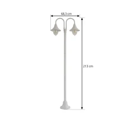Lindby Madea ulkovalaisin, valkoinen, 2-valo, 213 cm, E27, IP44