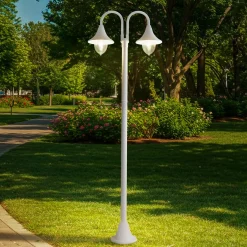 Lindby Madea ulkovalaisin, valkoinen, 2-valo, 213 cm, E27, IP44
