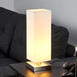 Lindby Martje pöytävalaisin, korkeus 35 cm, valkoinen, tekstiili, metalli