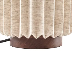 Lindby Maveo -pöytävalaisin, korkeus 30 cm, pähkinäpuu/pellava, E27
