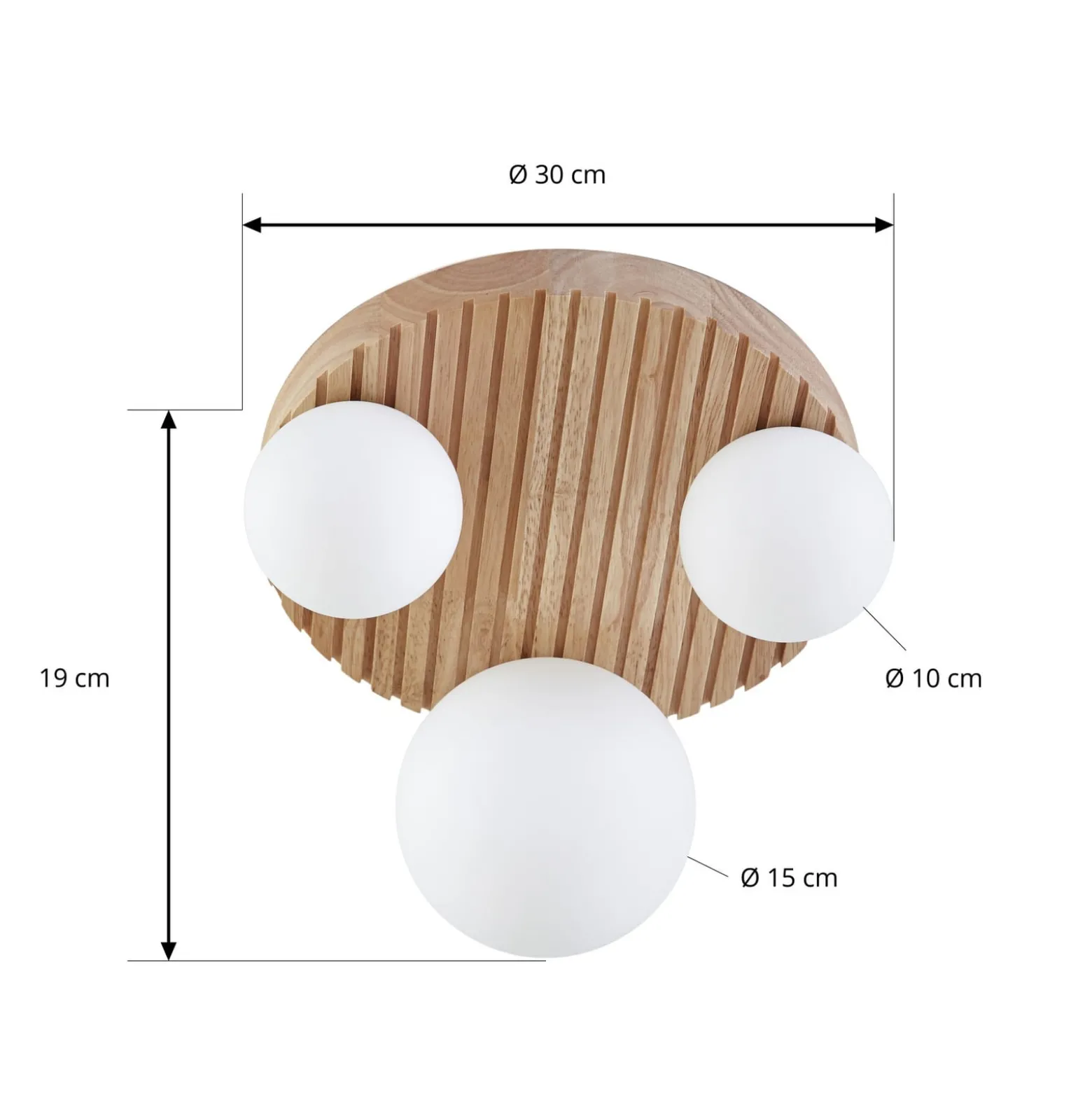 Lindby Mori -kattovalaisin, Ø34 cm, G9, luonnonväri/valkoinen, puu/lasi