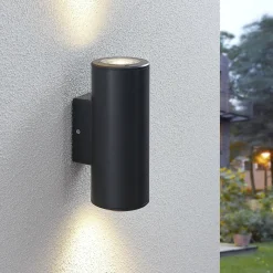 Lindby Nati ulkoseinävalaisin, 22 cm, antrasiitti, IP54, pyöreä