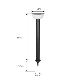 Lindby Obintu LED-aurinkokäytävävalaisin, musta, 63 cm, liiketunnistin