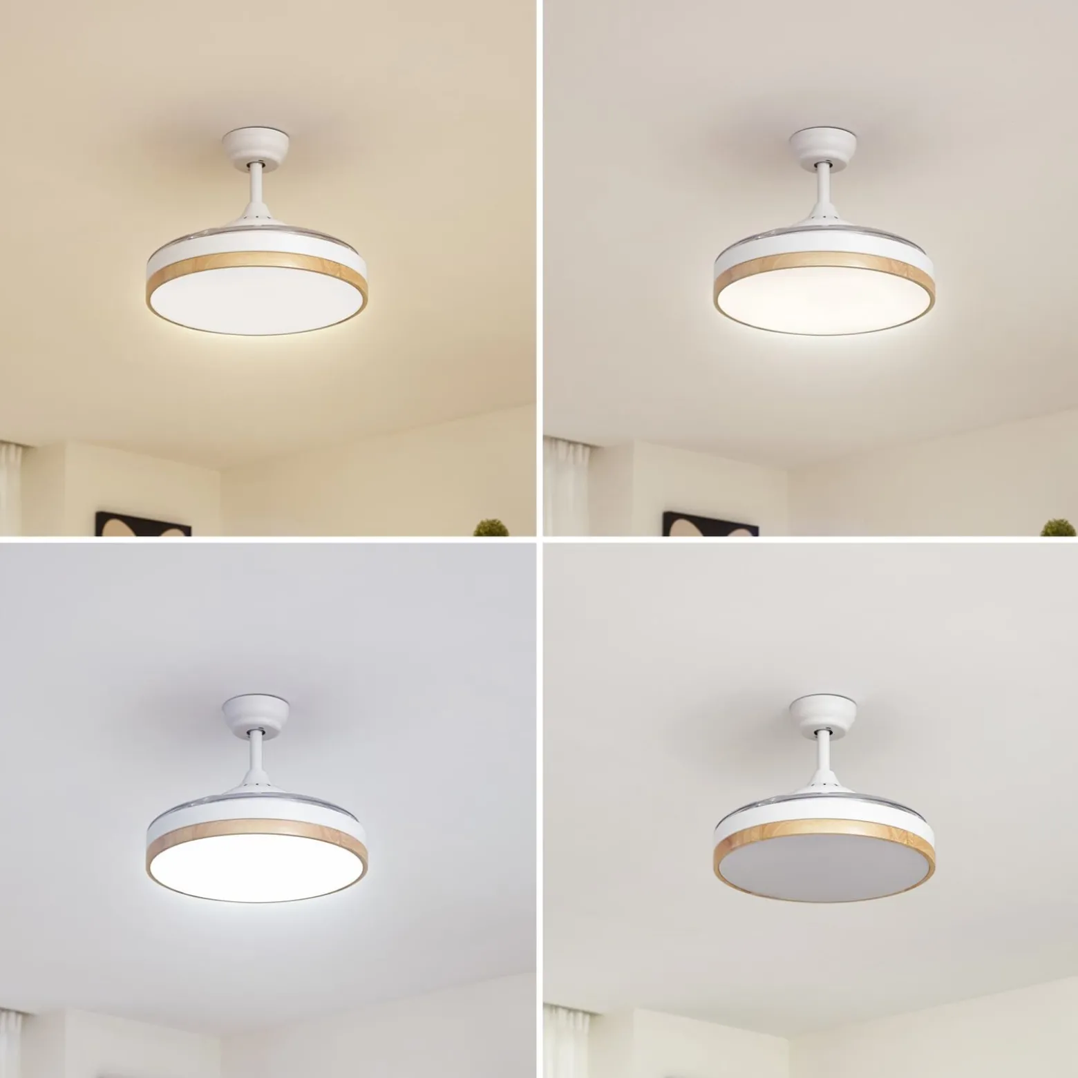 Lindby Oras LED-kattotuuletin, valkoinen, DC, hiljainen, Ø 107 cm