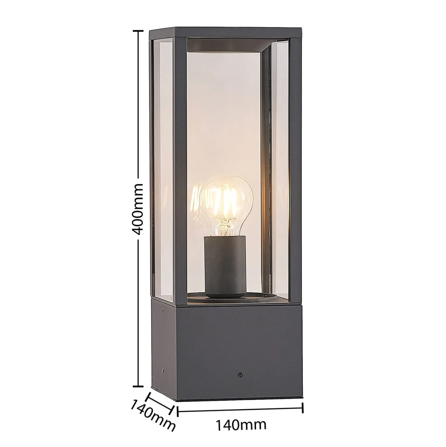 Lindby Peldar -pollarivalaisin, antrasiitti/kirkas, korkeus 40 cm, lasi