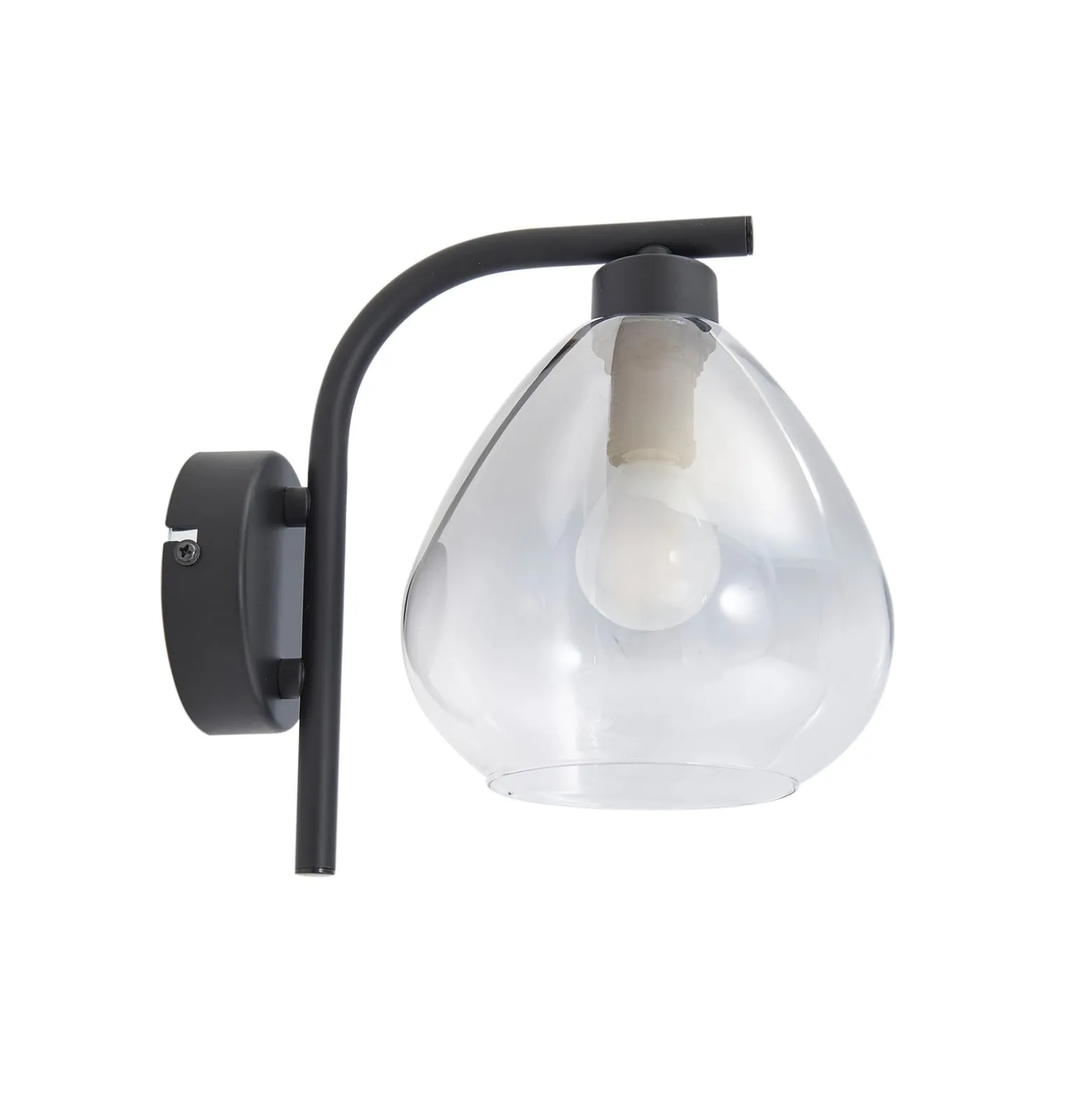 Lindby Pendura seinävalaisin, Ø 15 cm, musta, lasi