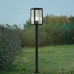 Lindby pylväsvalaisin Bolgar, musta, metalli, lasi, 15 cm