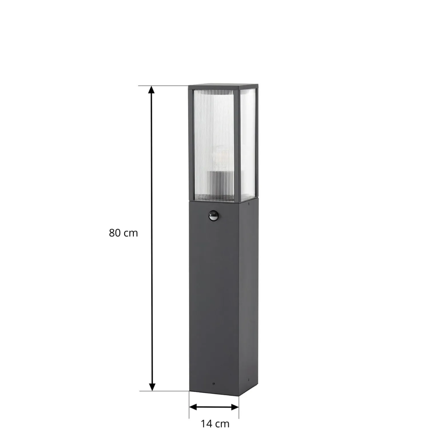 Lindby pylväsvalaisin Peldar, antrasiitti/uurrettu, 80 cm, anturi