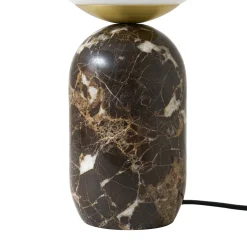 Lindby pöytälamppu Lennes x Eva Söllner, ruskea, marmori, Ø20cm